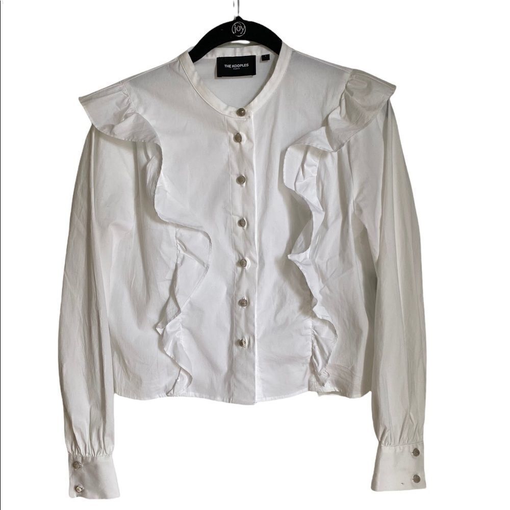 Kooples white ruffle blouse size 1 - Picture 3 of 8